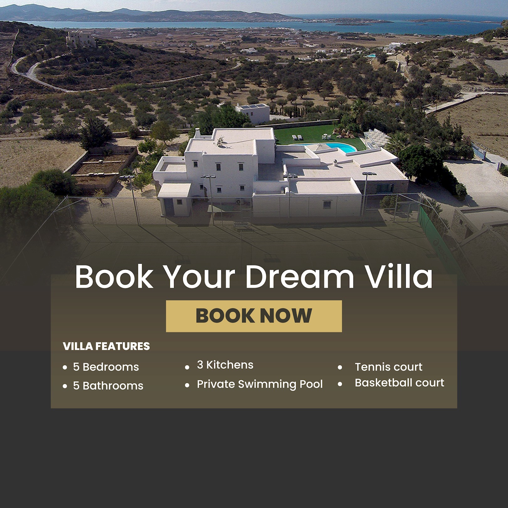 5BR Grande Villa Laura Pool & Basket & Tennis court