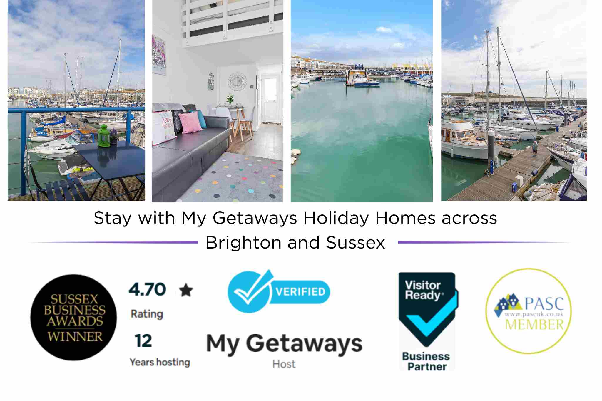 On the Water 3  A One-of-a-Kind Stay | Free Parking | By My Getaways in 54 Eastern Concourse, Brighton Marina Village, Brighton BN2 5UQ - Property image 2 - VivreStays