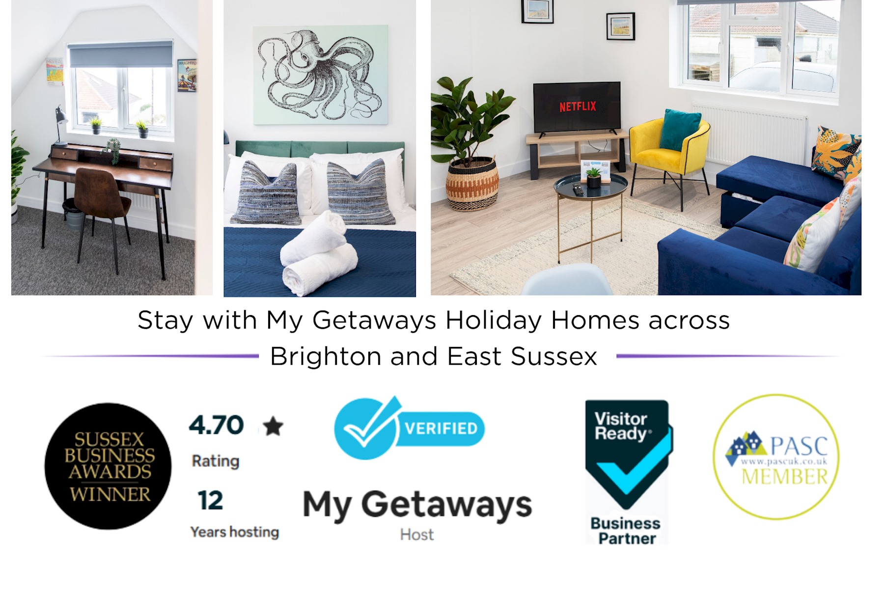 Ocean Side with Free Parking | By My Getaways in The Annex, 1 Cavell Avenue, Peacehaven, East Sussex BN10 8LG BN10 8LG - Property image 2 - VivreStays