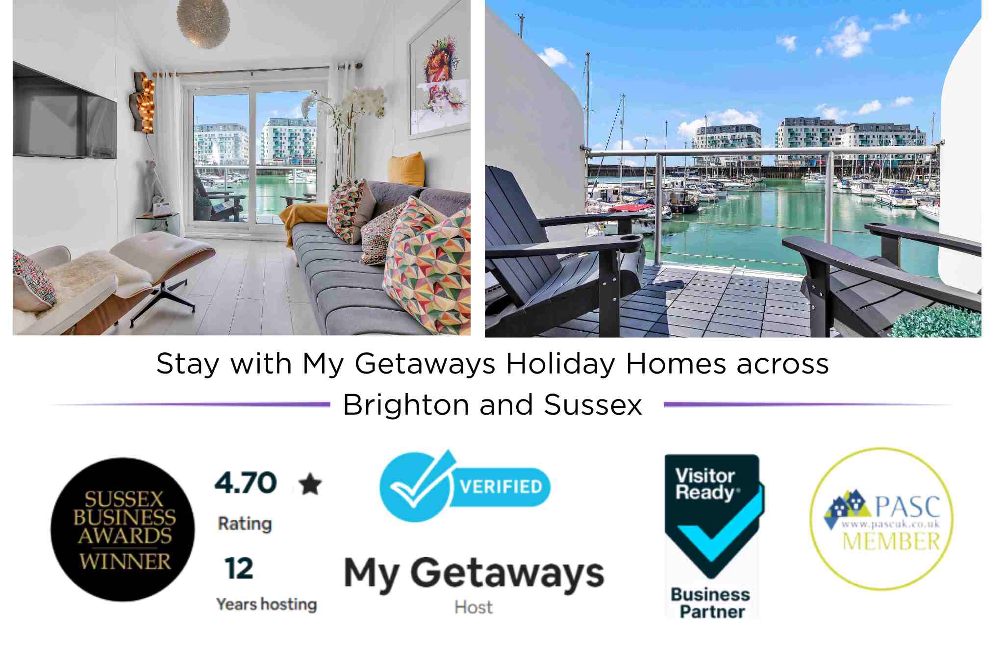 On the Water 7| Free Parking | By My Getaways in 21 Western Concourse, Brighton Marina Village, Brighton BN2 5UP - Property image 2 - VivreStays